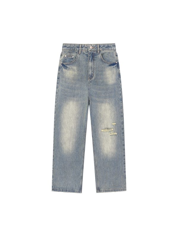 Vintage Wash Distressed Denim Jeans